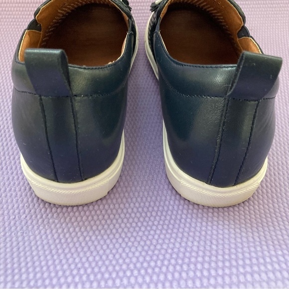 Nordstrom Caslon Slip On blue Leather Loafers with Flowers 10M - Picture 4 of 8